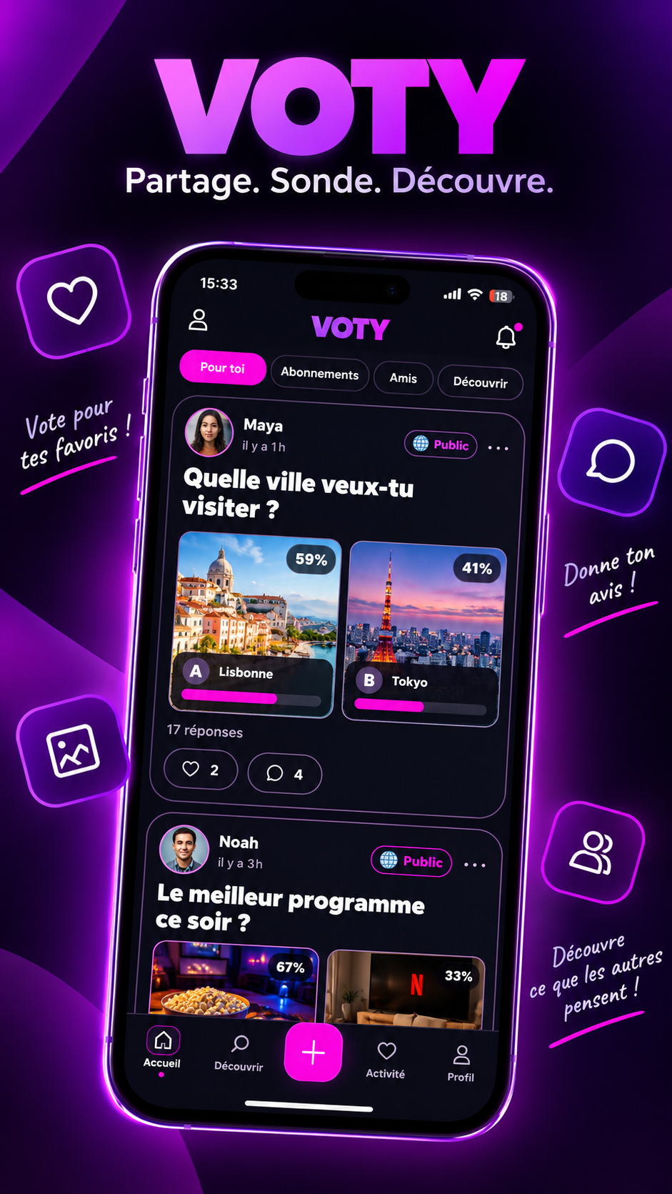 Aperçu de l'application VOTY